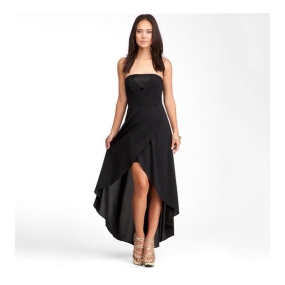 Bebe Dress Womens Small Black Strapless High Low Cut Formal Party Wedding Gown